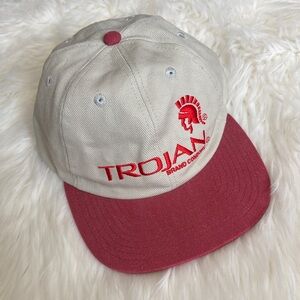 Vintage Trojan Two-Tone Baseball Cap - Cream and Red